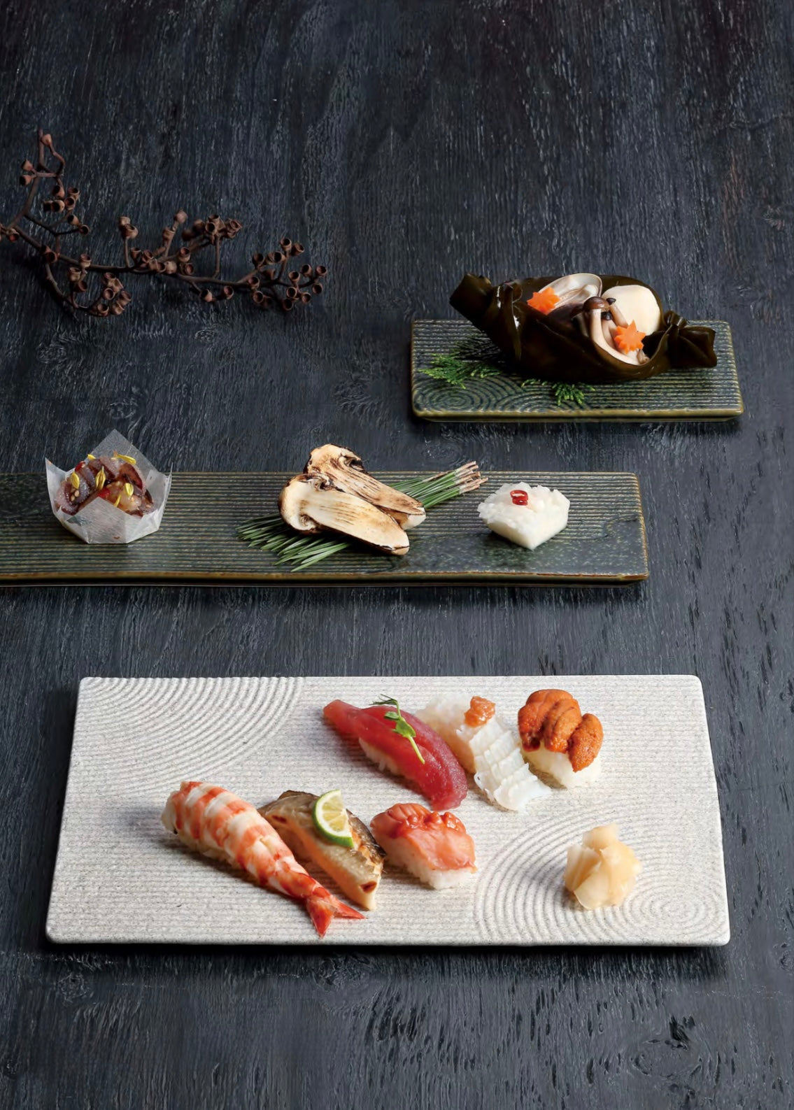 MINOYAKI “KARESANSUI” Rectangle Plate 40cm 00128 KDN013